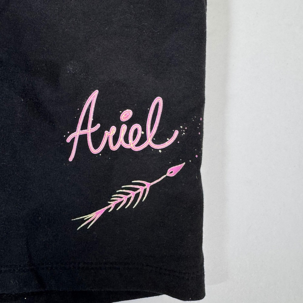 Disney Princess Ariel Shorts Womens XXL Black Pink Graphic Fleece Lounge Pockets - Picture 2 of 8
